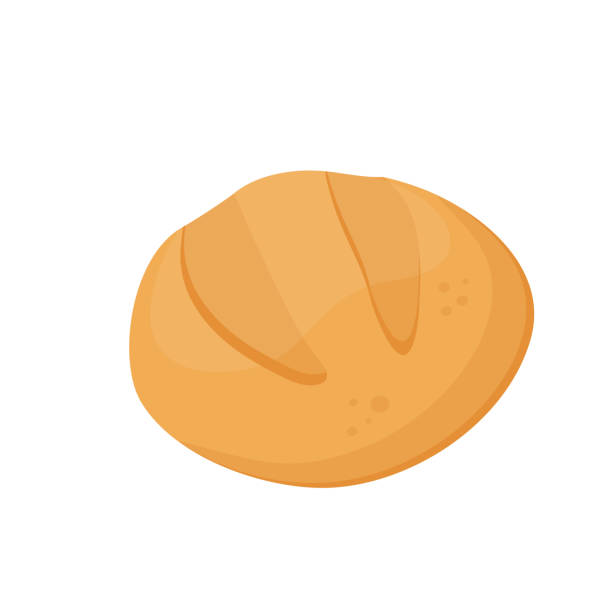 ilustrações de stock, clip art, desenhos animados e ícones de bread icon. round wheat bread on white background. - bun