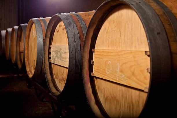 istock Wine barrels in an aging cellar 134539262