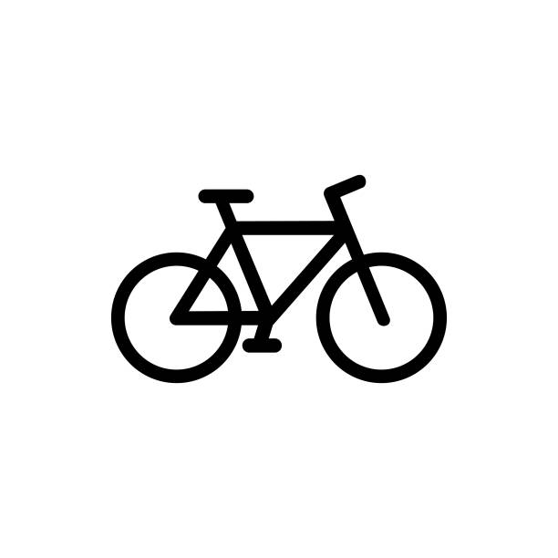 велосипед фитнес линия арт иконка для приложения и веб-сайта - bicycle wheel stock illustrations