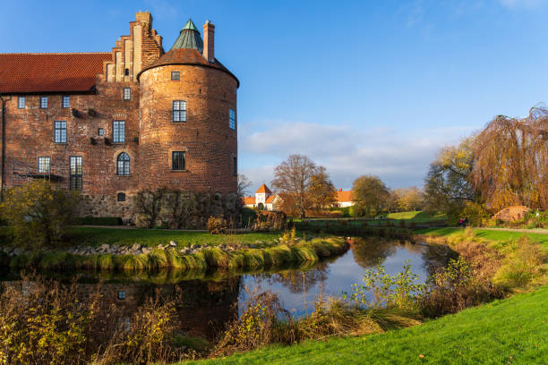 Torup, Sweden - November 8, 2020: Torup Castle (Torup Slott) is a red brick medieval castle built in 16th century and is an excellent example of Swedish architecture.