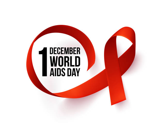 illustrations, cliparts, dessins animés et icônes de bannière avec ruban rouge réaliste. affiche avec symbole pour la journée mondiale du sida, le 1er décembre. modèle de conception, vecteur - sida