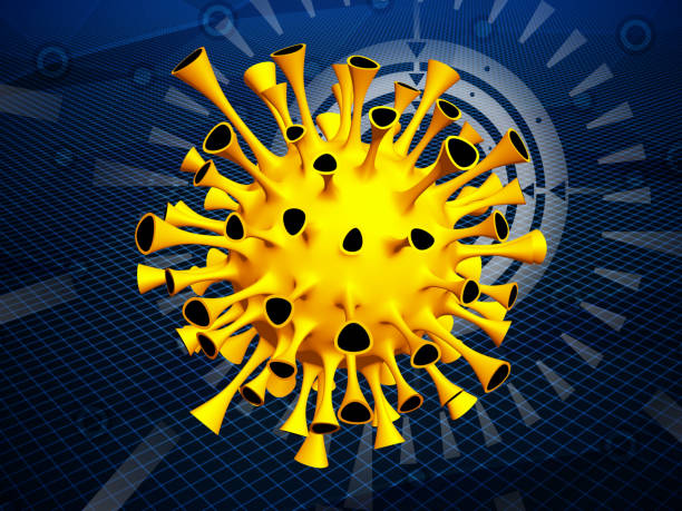 istock Virus is detected on dark hi-tech background during research. 1345409266