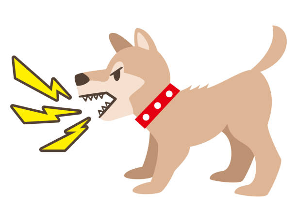 Simple barking dog flat illustration vector art illustration