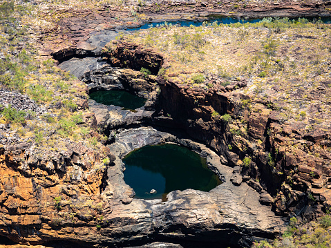 Aerial view of the Mitchel Plateau and falls in the dry season in The Kimberley  Western Australia