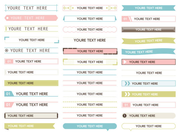 ilustrații de stoc cu set de modele de titluri colorate - titlu-de-ziar