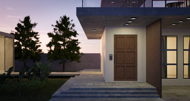 Modern cozy house with tropica garden