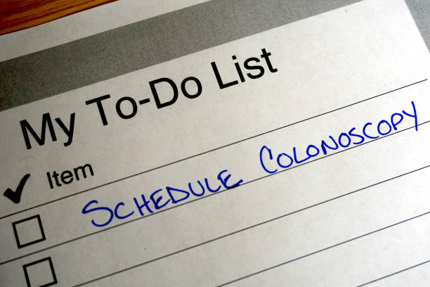 To Do List Reminder to Schedule Colonoscopy Reminder on to do list to schedule a colonoscopy colorectal cancer photos stock pictures, royalty-free photos & images