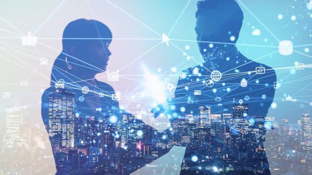 istock Business network concept. Partnership of business. Customer support. 1345425052