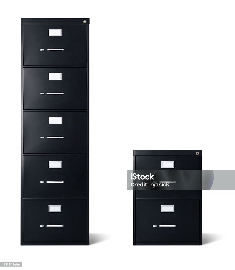 トールと短いブラックのファイリングキャビネット絶縁型 - 書類整理棚のロイヤリティフリーストックフォト