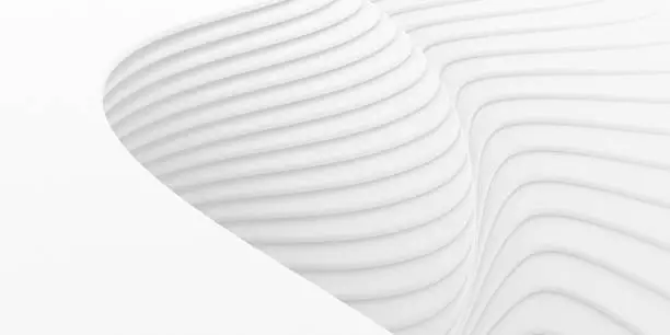 White surface curve form for texture interior modern architect wall background.3d illustrations and rendering