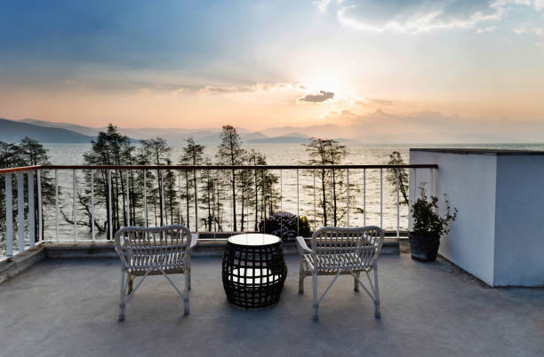 istock Balcony of house by the lake 1345434521