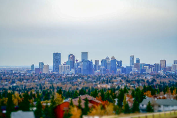 istock Downtown Calgary skyline in fall - Tilt shift Concept 1345435153