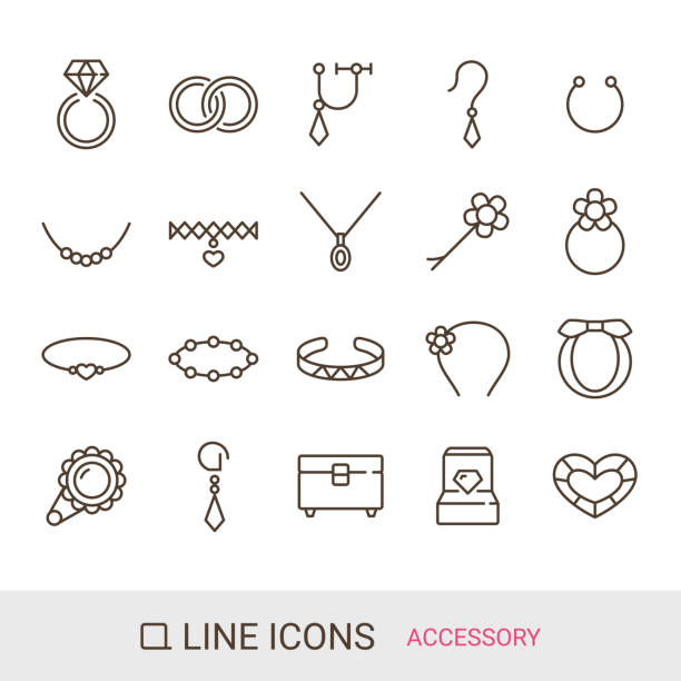 bildbanksillustrationer, clip art samt tecknat material och ikoner med product icon, accessory, line icon - örhänge