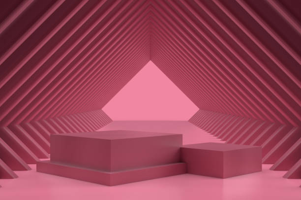 istock 3D Pink Abstract Tunnel Background, Geometric Shape, Minimal Design 1345443019