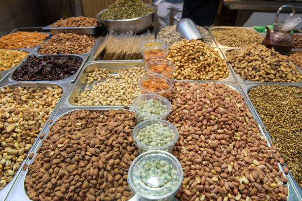istock Assorted nuts in Jerusalem old city bazaar, Israel 1345447018