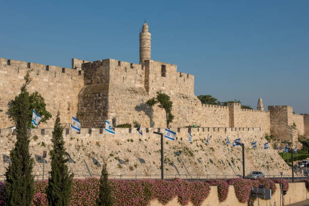 Tower of David and Jaffa gate in ancient Jerusalem, Israel