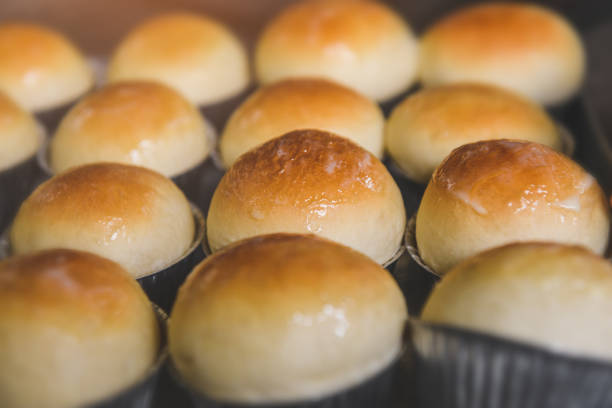 istock Baked round toasted bread in cups. 1345447133