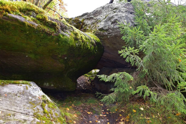 the remains of ancient dilapidated megaliths are hidden - eternity spirituality landscape rock imagens e fotografias de stock