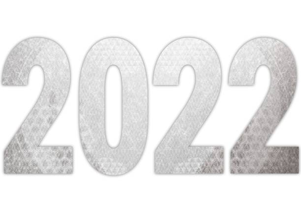 istock Illustration of the number 2022 on a silver Japanese pattern background 1345449350