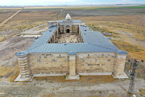 Konya, Turkey - June 22, 2021: Zazadin Caravanserai in Konya, Seljuk period structure. Caravanserai is located on the Silk Road.