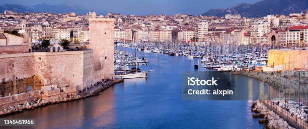 Old Port Of Marseille France Stock Photo - Download Image Now - Marseille, Night, Old Port