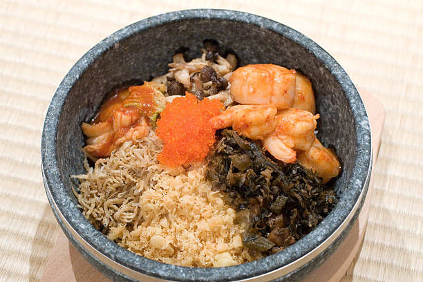 istock Japanese stone bowl mixed rice dish 134545348