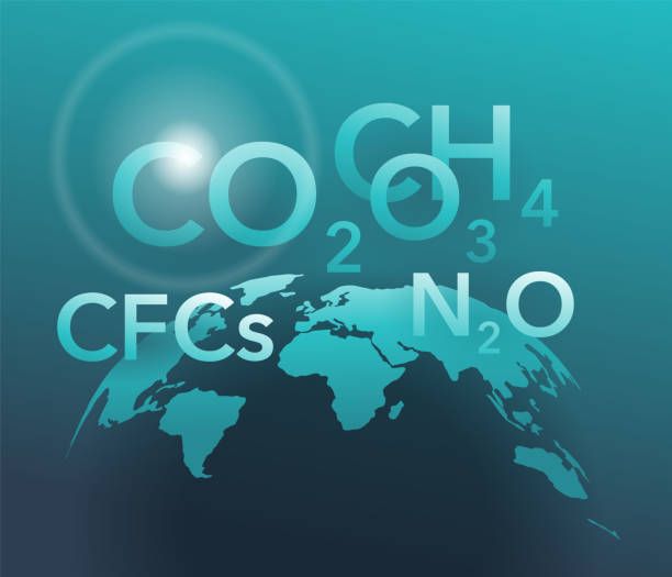 ilustrações de stock, clip art, desenhos animados e ícones de greenhouse gases - co2 and others in atmosphere - mount pore