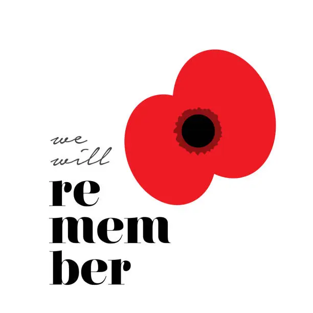 Vector illustration of The remembrance day. Poppy appeal. Flower for Remembrance Day, Memorial Day, Anzac Day in New Zealand, Australia, Canada and Great Britain.