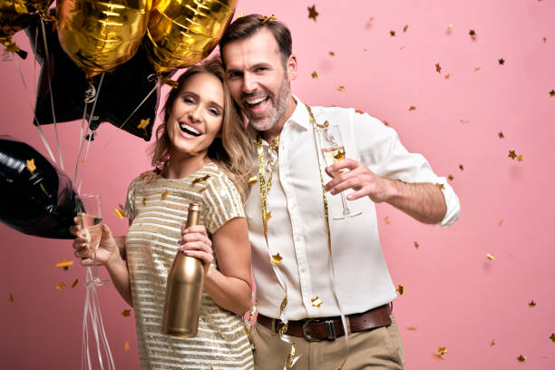 istock Couple have fun at the party 1345456602