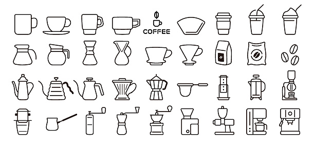 This is a set of coffee and barista icons. This is a set of simple icons that can be used for website decoration, user interface, advertising works, and other digital illustrations.