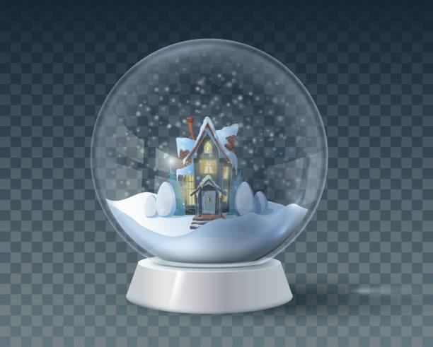 istock Glass dome winter in wooden house on christmas. Vector 1345460016