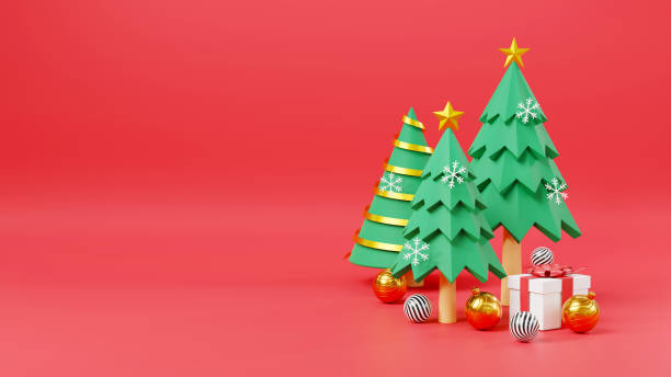 istock Merry Christmas and Happy New Year on red background space for text 1345460874