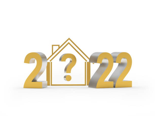 istock Golden number 2022 and a house with a question mark 1345460990