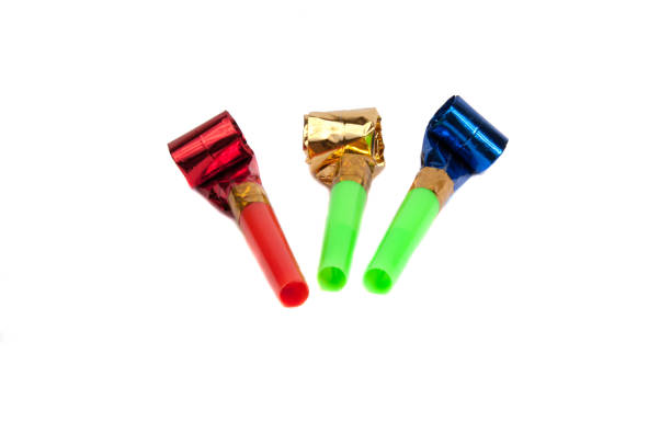 istock Party foil whistle on the white background 1345462129