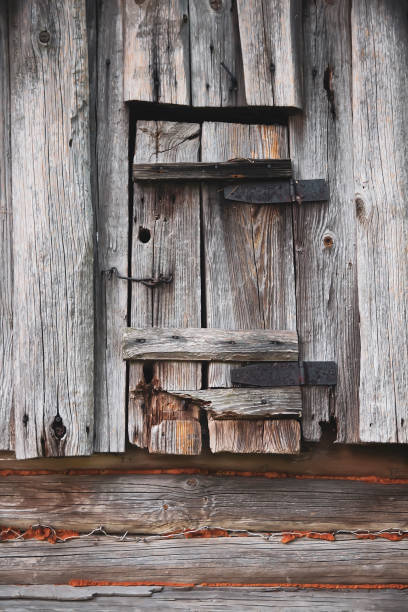 istock Old wooden bathhouse fragment 1345465867