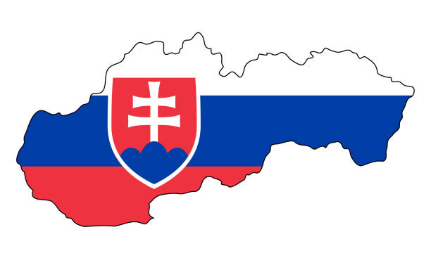 국기가 있는 슬로바키아 지도 - slovakia stock illustrations