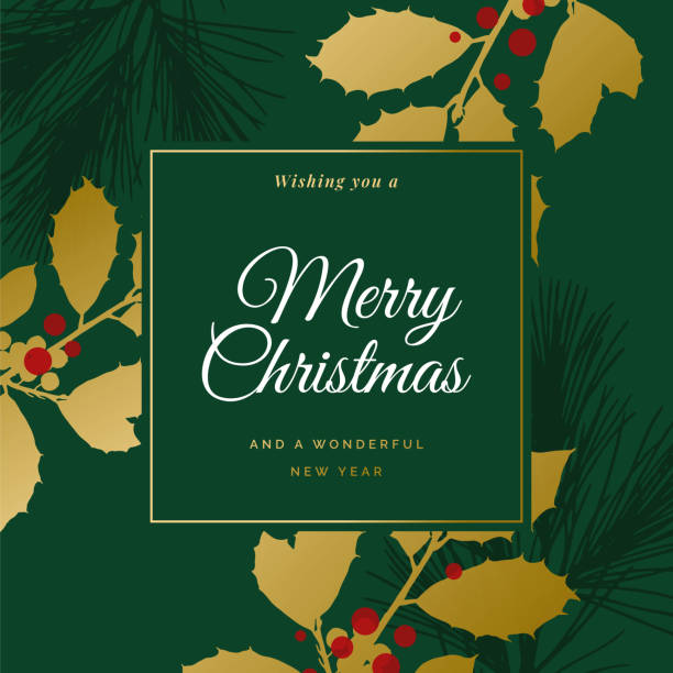 Christmas Holiday Card with Evergreen Silhouettes. Christmas Holiday Card with Evergreen Silhouettes.  Stock illustration symbol snowflake icon set shiny stock illustrations