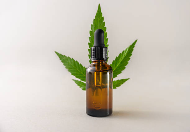 istock Hemp essence, fluid or oil with pipette 1345468115