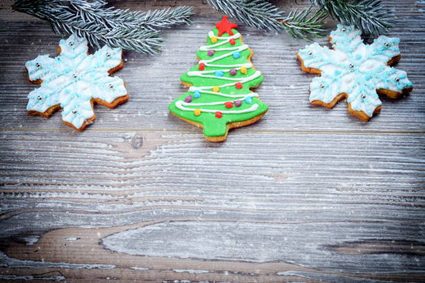 istock Christmas background with Christmas cookies 1345471245