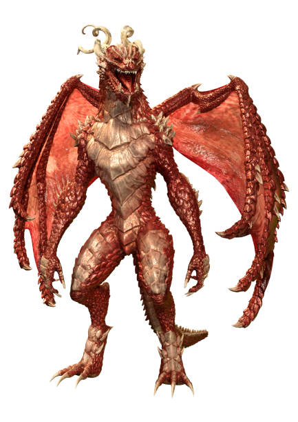 istock 3D illustration fantasy dragon on white 1345472040