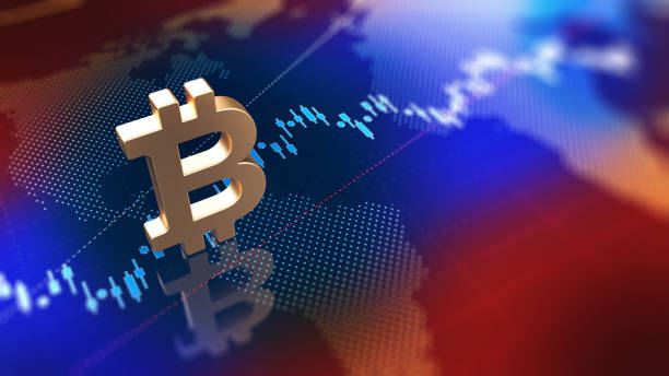 istock Golden Bitcoin symbol and finance graph screen. 1345472166