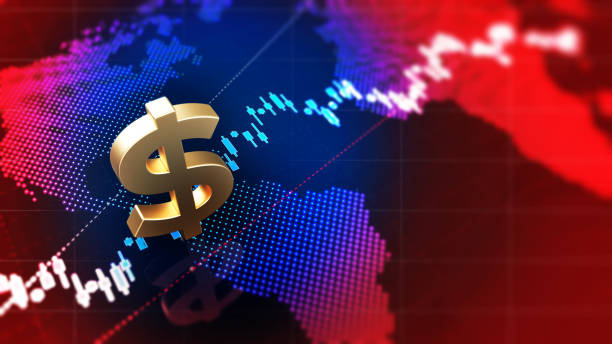 istock Golden dollar symbol on the finance graph screen. 1345472194