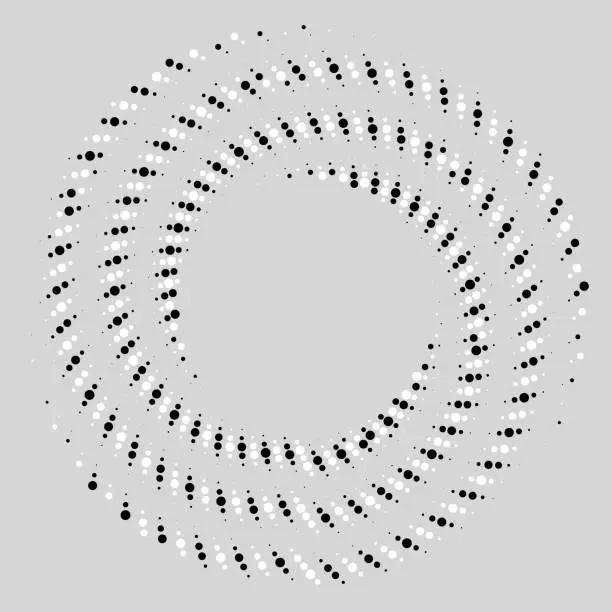 Vector illustration of Spirals of dots. Every second group is white. Copy space.