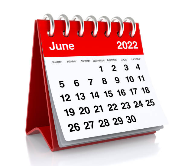 June 2022 Calendar June 2022 Calendar. Isolated on White Background. 3D Illustration june file stock pictures, royalty-free photos & images