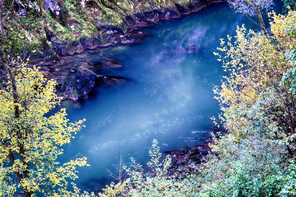 istock River Vrbas at narrow part of its flow trough canyon. 1345485322