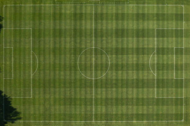 istock Aerial view on football field from drone 1345485438