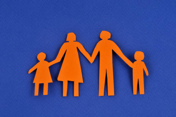 Family Close-up family concept on a blue background decoupage stock pictures, royalty-free photos & images