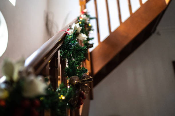 istock Handrail decorated for Christmas 1345494955