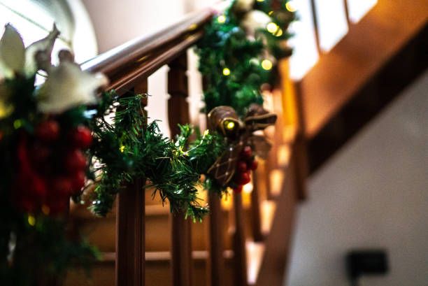 istock Handrail decorated for Christmas 1345495033