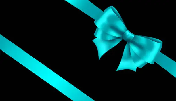 Vector illustration of Shiny color satin ribbon on black background